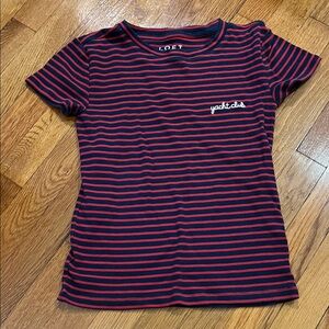 LOFT Navy and Red Striped Tee